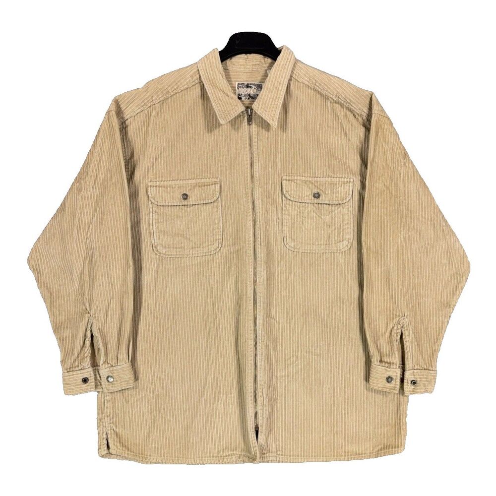 Property Mens Corduroy Full Zip Shirt Jacket XLT Beige Tan Long Sleeve Vintage